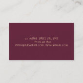 Carte De Visite Élégant Style Professionnel  Fleur Dorée (Dos)