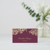 Carte De Visite Élégant Style Professionnel  Fleur Dorée (Debout devant)