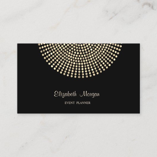 Carte De Visite Élégant Style Professionnel, Noir, Points Dorés (Devant)