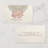 Carte De Visite Élégant Style Professionnel,Points Dorés Lotus (Devant / Derrière)