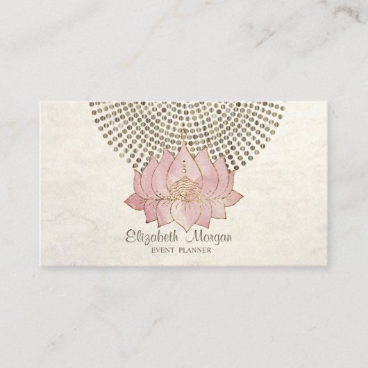 Carte De Visite Élégant Style Professionnel,Points Dorés Lotus (Devant)