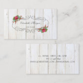 Carte De Visite Élégant Style Rustique Chic, Fleurs, Texture Bois (Devant / Derrière)