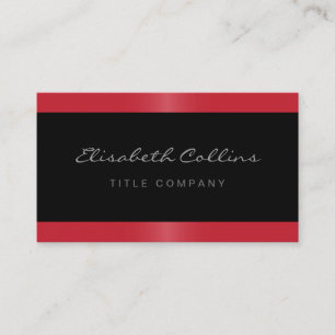 Carte De Visite Elégant style satiné rouge frontière noir perso
