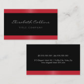 Carte De Visite Elégant style satiné rouge frontière noir personne (Devant / Derrière)