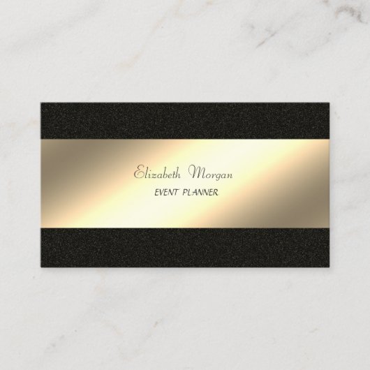 Carte De Visite Élégant Style Simple, Noir, Doré Faux (Devant)