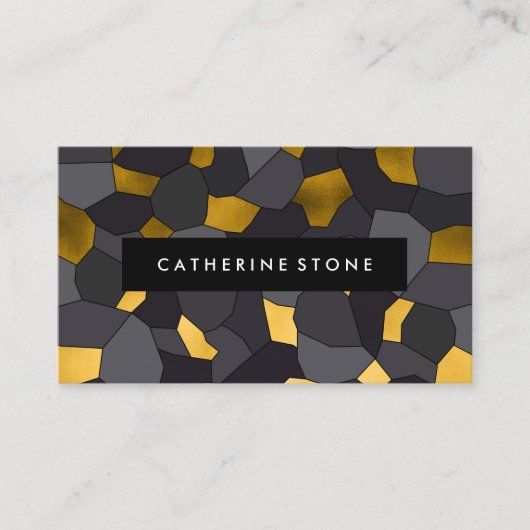 Carte De Visite Elegant stylish gold grey and black mosaic (Devant)
