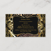 Carte De Visite Élégant stylish moderne or noir animal sauvage (Dos)