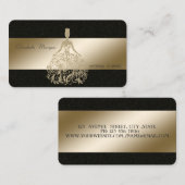 Carte De Visite Elégant stylish, Noir, Robe Parties scintillant or (Devant / Derrière)