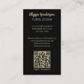 Carte De Visite Elegant Tan & Black Floral Photo QR Code Logo (Dos)