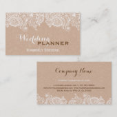 Carte De Visite Elégant Tan & Blanc Floral Paisley dentelle (Devant / Derrière)