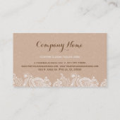 Carte De Visite Elégant Tan & Blanc Floral Paisley dentelle (Dos)