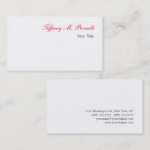 Carte De Visite Élégant tendance Simple Rose Blanc Chic Unique (Devant / Derrière)