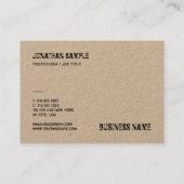 Carte De Visite Élégant texte démonté Véritable Modèle papier Kraf (Dos)