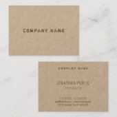 Carte De Visite Élégant texte démonté Véritable Modèle papier Kraf (Devant / Derrière)