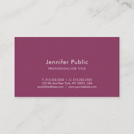 Carte De Visite Élégant Texte manuscrit Simple Plain Modern Luxe (Dos)