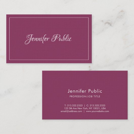 Carte De Visite Élégant Texte manuscrit Simple Plain Modern Luxe (Devant / Derrière)