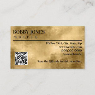 Carte De Visite Élégant texturé or Foil métal QR Code