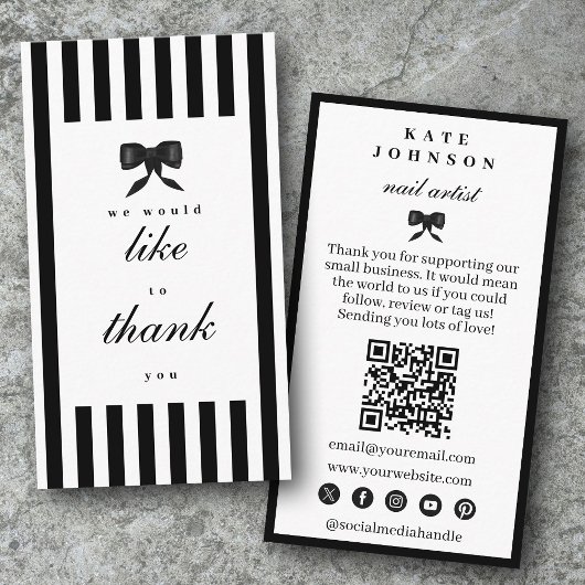 Carte De Visite Elegant Thank You Support Small Business 