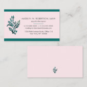 Carte De Visite Élégant thérapeute Plante vert rose (Devant / Derrière)