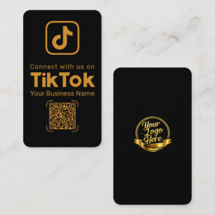 Carte De Visite Élégant TikTok Connectez-vous avec nous Or Noir