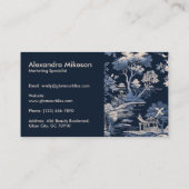 Carte De Visite Elégant Toile Bleue De Jouy (Dos)