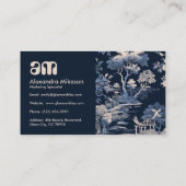 Carte De Visite Elégant Toile Bleue De Jouy (Dos)