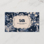 Carte De Visite Elégant Toile Bleue De Jouy (Devant)