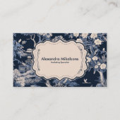 Carte De Visite Elégant Toile Bleue De Jouy (Devant)