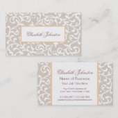 Carte De Visite Élégant ton neutre Damas Feminine Floral (Devant / Derrière)