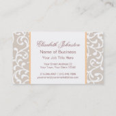 Carte De Visite Élégant ton neutre Damas Feminine Floral (Dos)