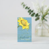 Carte De Visite Elégant tournesol bleu rustique (Debout devant)
