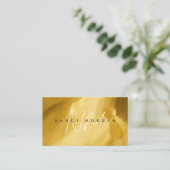 Carte De Visite Élégant trait de brosse Monogram Gold (Debout devant)