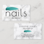 Carte De Visite Elégant trait de vernis à ongles turquoise (Devant / Derrière)