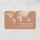 Carte De Visite Elegant Travel Agent world map terracotta brown (Devant)