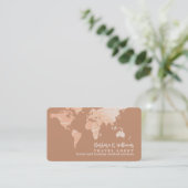 Carte De Visite Elegant Travel Agent world map terracotta brown (Debout devant)