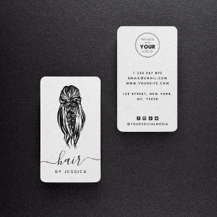 Carte De Visite Élégant Tresse Wavy Hair Salon Gris Kraft Papier