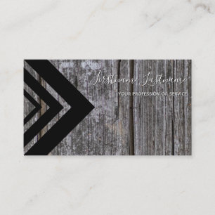 Carte De Visite Elégant triangle noir sur surface en bois rustique
