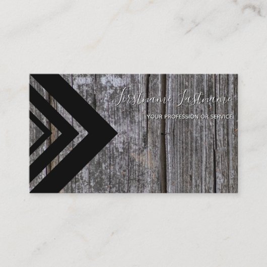 Carte De Visite Elégant triangle noir sur surface en bois rustique (Devant)
