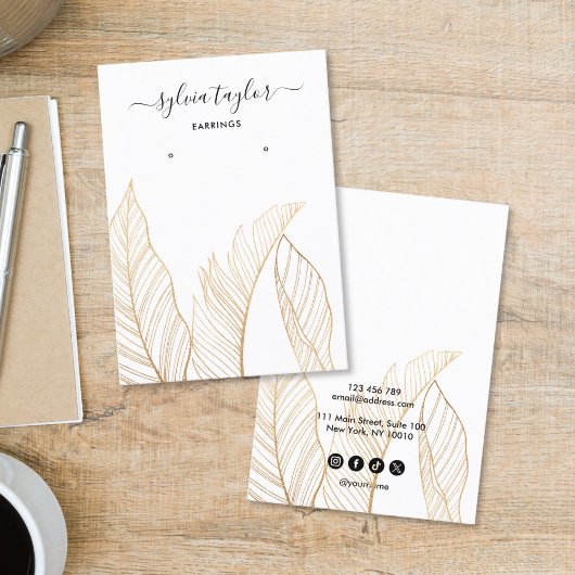 Carte De Visite Elegant Tropical Earring Frame Display Add Logo