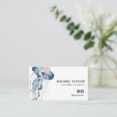 Carte De Visite Elégant Tropical Jellyfish rose bleu Plage Côte (Debout devant)
