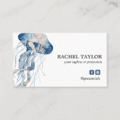 Carte De Visite Elégant Tropical Jellyfish rose bleu Plage Côte (Devant)