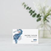 Carte De Visite Elégant Tropical Seahorse bleu rose Plage Côte (Debout devant)