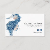 Carte De Visite Elégant Tropical Seahorse bleu rose Plage Côte (Devant)