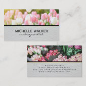 Carte De Visite Elegant Tulip Flower | Florist | Leather (Devant / Derrière)