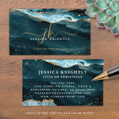 Carte De Visite Élégant Turquoise Agate Gold Parties scintillant S