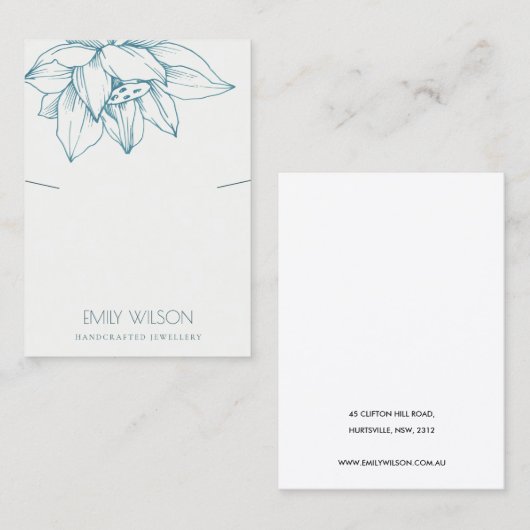 CARTE DE VISITE ÉLÉGANT TURQUOISE BLEU LOTUS SIMPLE ÉCRAN (Devant / Derrière)