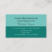 Carte De Visite Élégant Turquoise Classic avec Monogram Profession (Dos)