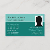 Carte De Visite Élégant Turquoise classique chic avec Monogramme e (Dos)