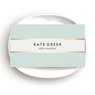 Carte De Visite Élégant Turquoise et Gold Striped Professional