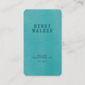 Carte De Visite Elégant Turquoise Faux Vegan Cuir (Devant)